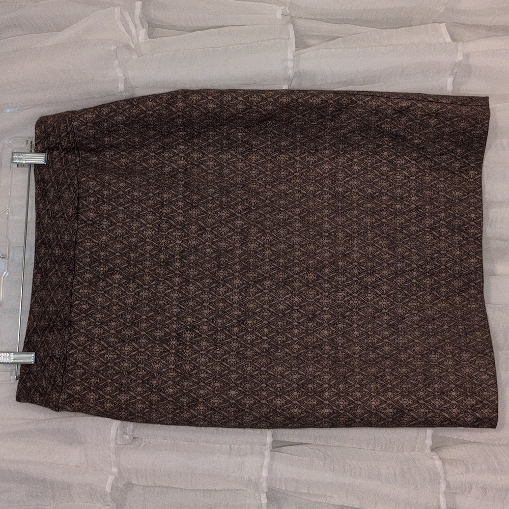 Vintage Brown Patterned Pencil Skirt By B.Moss 12